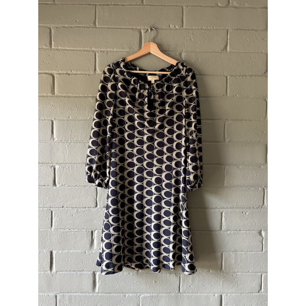 Anthropologie Moulinette Soeurs Tuileries Mini dress Size 4 Navy Retro Mod Print